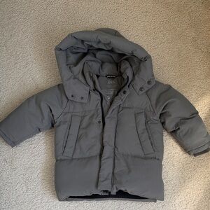 Zara Kids Hooded Puffer Jacket in Grey